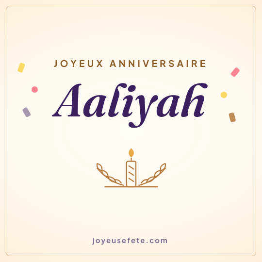 Image carrée « Joyeux anniversaire Aaliyah » pour WhatsApp