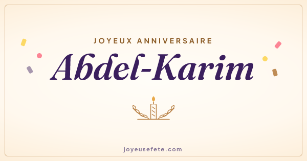 Image « Joyeux anniversaire Abdel-Karim » au format large