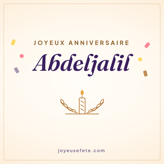 Image carrée « Joyeux anniversaire Abdeljalil » pour WhatsApp