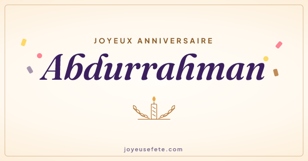Image « Joyeux anniversaire Abdurrahman » au format large