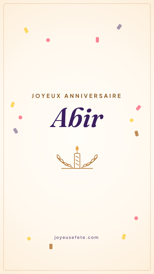 Image « Joyeux anniversaire Abir » au format story