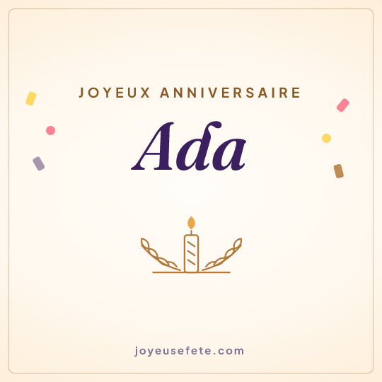 Image carrée « Joyeux anniversaire Ada » pour WhatsApp