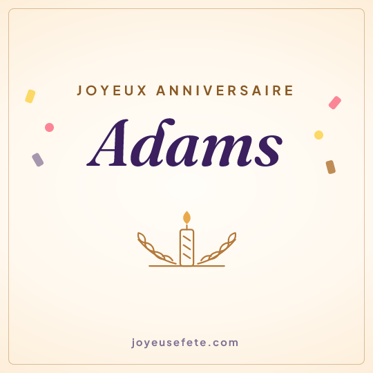 Image carrée « Joyeux anniversaire Adams » pour WhatsApp