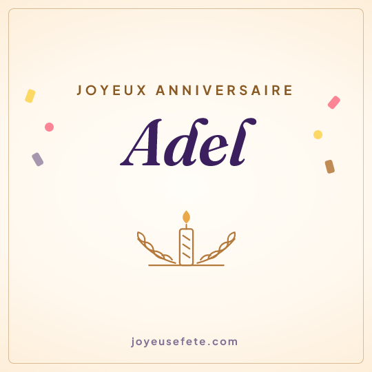 Image carrée « Joyeux anniversaire Adel » pour WhatsApp