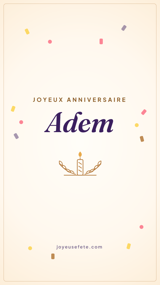 Image « Joyeux anniversaire Adem » au format story
