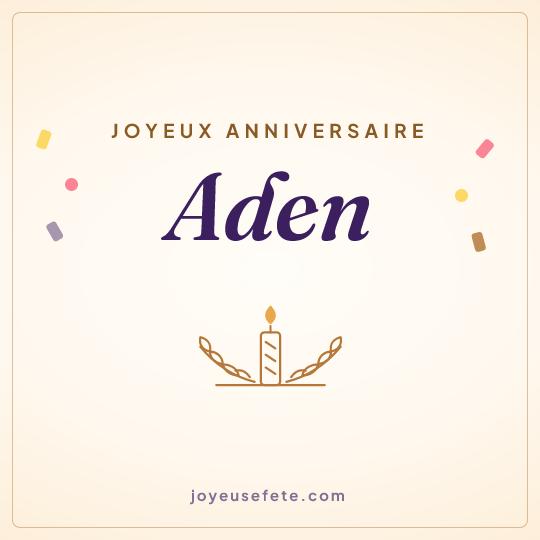 Image carrée « Joyeux anniversaire Aden » pour WhatsApp
