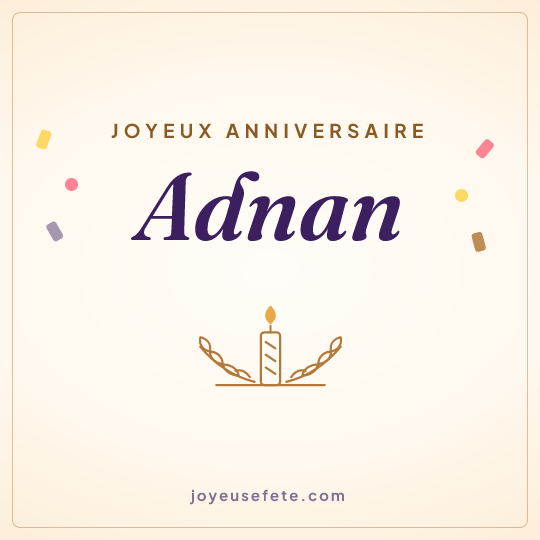 Image carrée « Joyeux anniversaire Adnan » pour WhatsApp