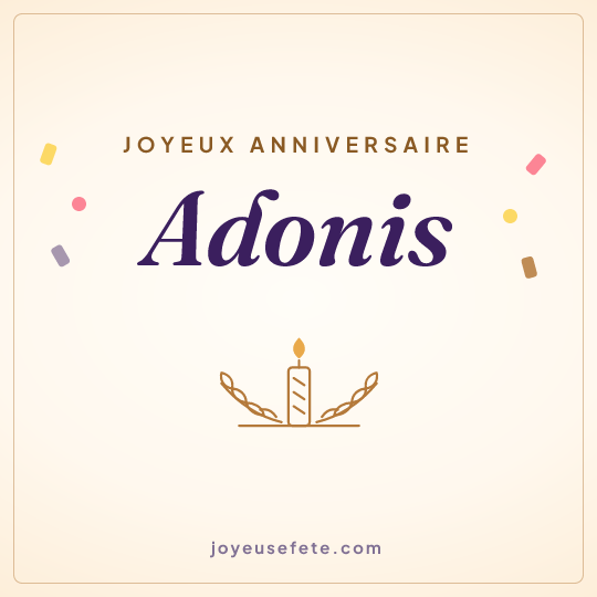 Image carrée « Joyeux anniversaire Adonis » pour WhatsApp