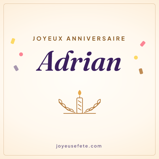 Image carrée « Joyeux anniversaire Adrian » pour WhatsApp