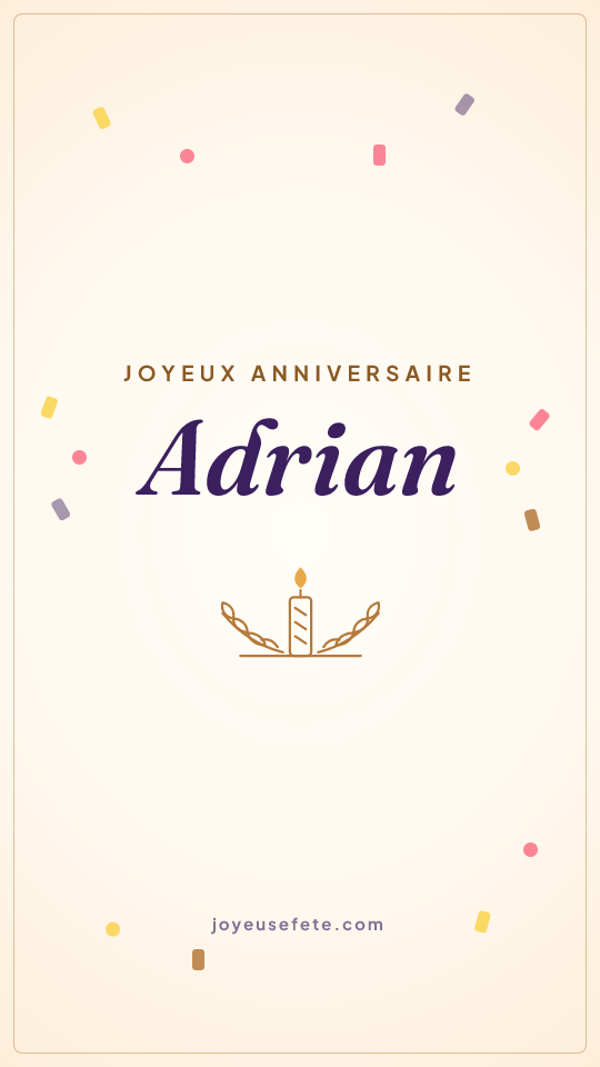 Image « Joyeux anniversaire Adrian » au format story