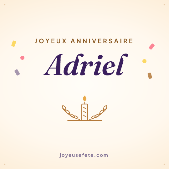 Image carrée « Joyeux anniversaire Adriel » pour WhatsApp