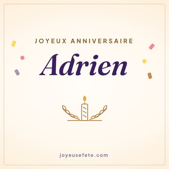 Image carrée « Joyeux anniversaire Adrien » pour WhatsApp