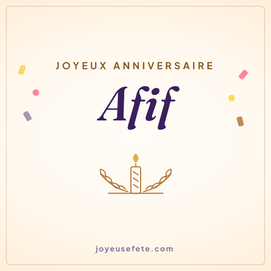 Image carrée « Joyeux anniversaire Afif » pour WhatsApp