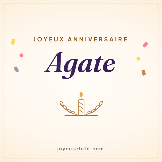Image carrée « Joyeux anniversaire Agate » pour WhatsApp