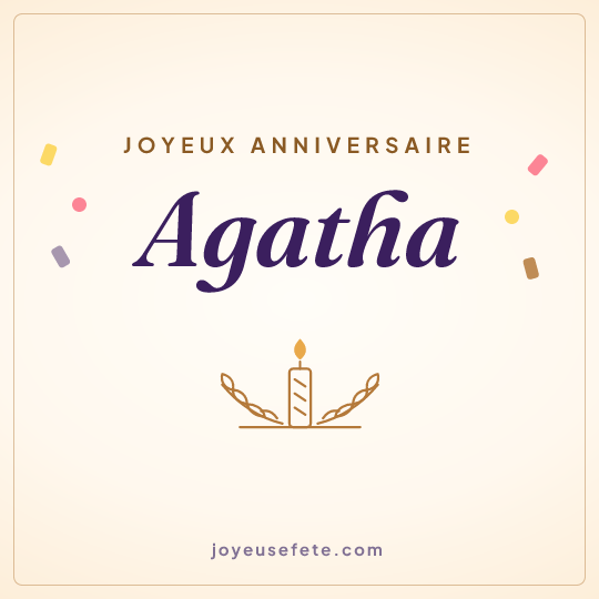 Image carrée « Joyeux anniversaire Agatha » pour WhatsApp