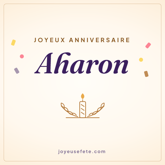 Image carrée « Joyeux anniversaire Aharon » pour WhatsApp