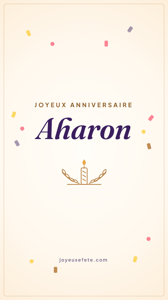 Image « Joyeux anniversaire Aharon » au format story