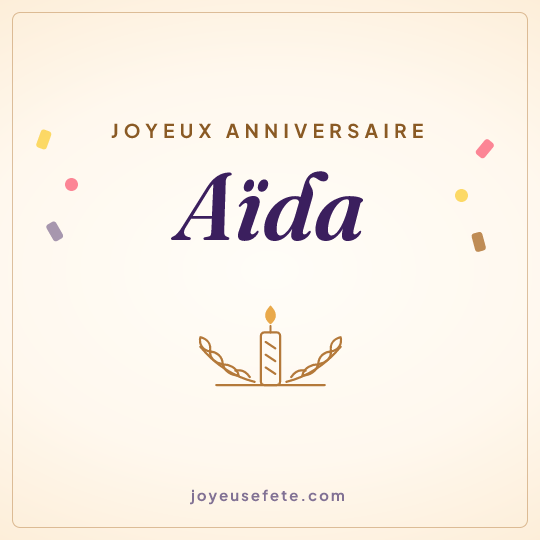 Image carrée « Joyeux anniversaire Aïda » pour WhatsApp