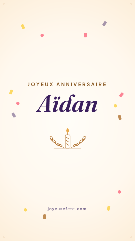 Image « Joyeux anniversaire Aïdan » au format story
