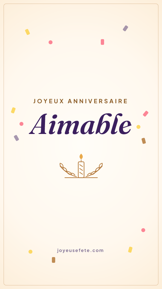 Image « Joyeux anniversaire Aimable » au format story