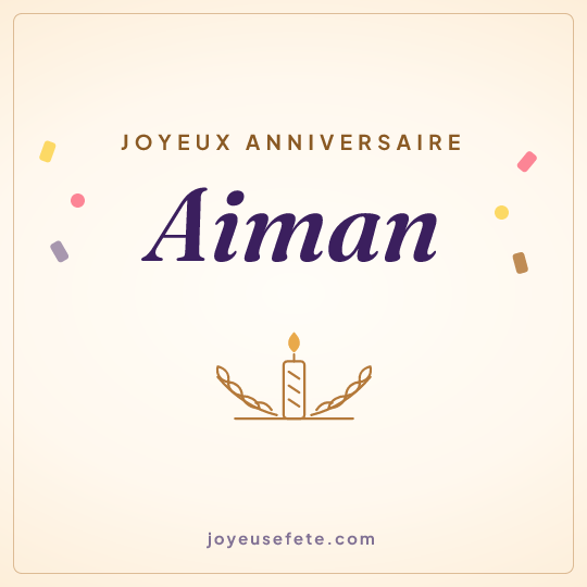 Image carrée « Joyeux anniversaire Aiman » pour WhatsApp
