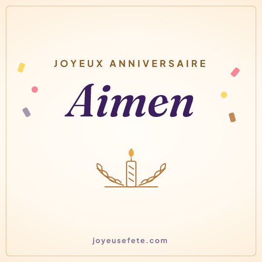Image carrée « Joyeux anniversaire Aimen » pour WhatsApp
