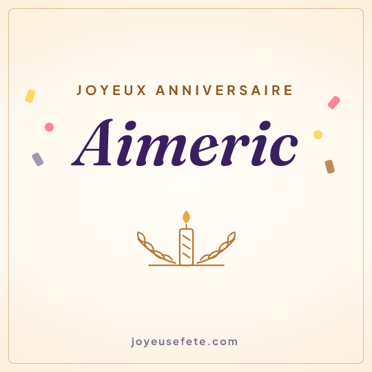 Image carrée « Joyeux anniversaire Aimeric » pour WhatsApp