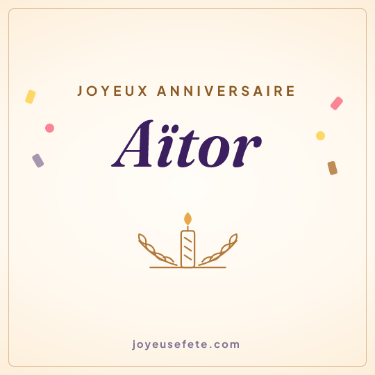Image carrée « Joyeux anniversaire Aïtor » pour WhatsApp