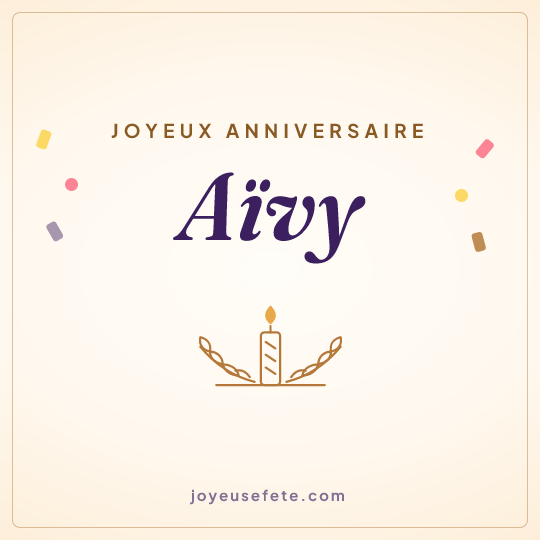 Image carrée « Joyeux anniversaire Aïvy » pour WhatsApp