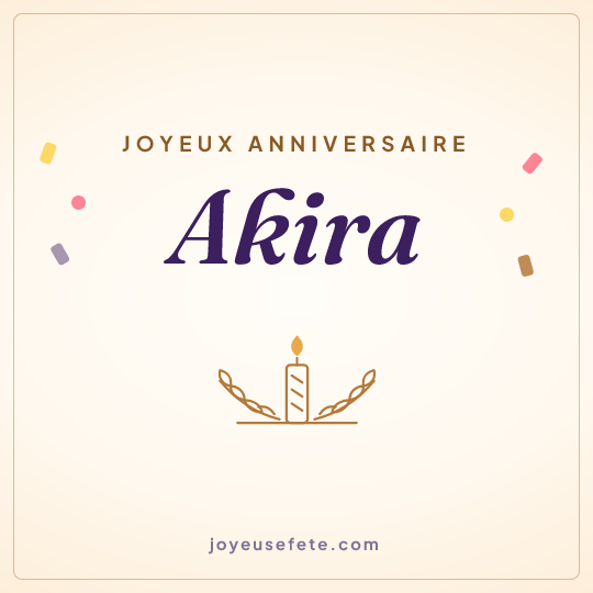 Image carrée « Joyeux anniversaire Akira » pour WhatsApp
