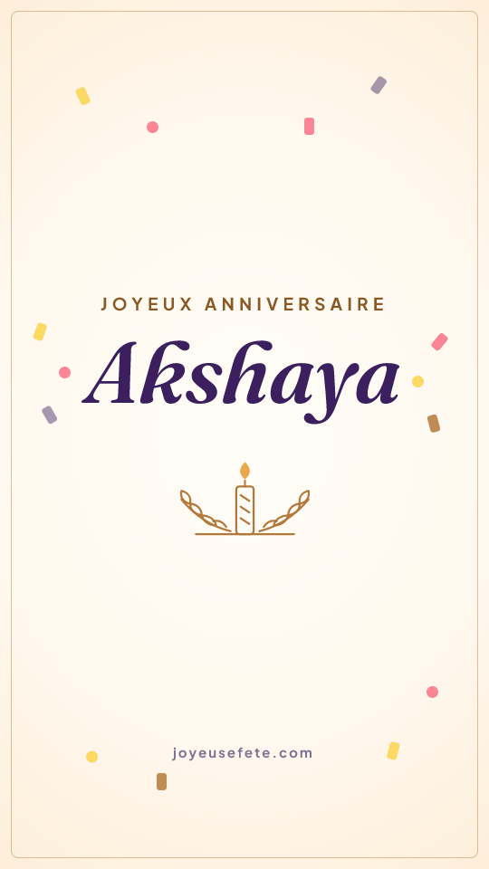 Image « Joyeux anniversaire Akshaya » au format story