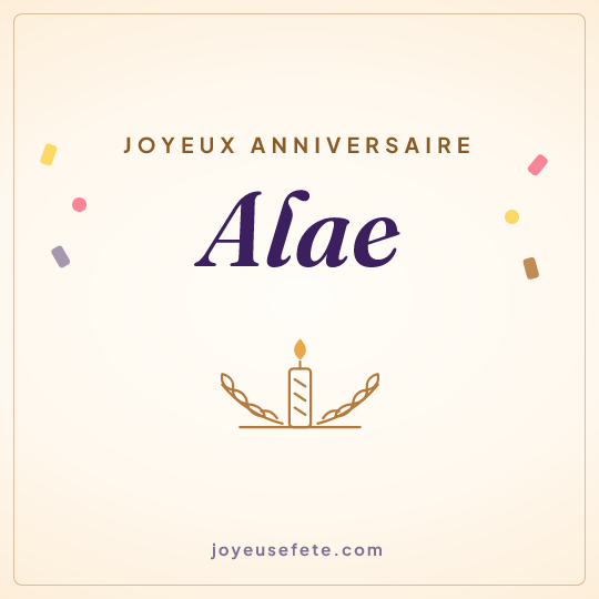 Image carrée « Joyeux anniversaire Alae » pour WhatsApp