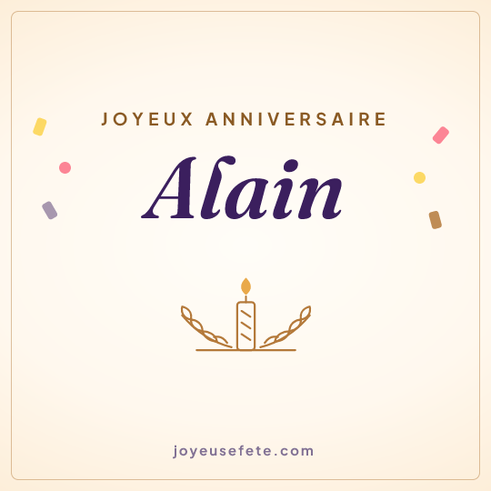 Image carrée « Joyeux anniversaire Alain » pour WhatsApp