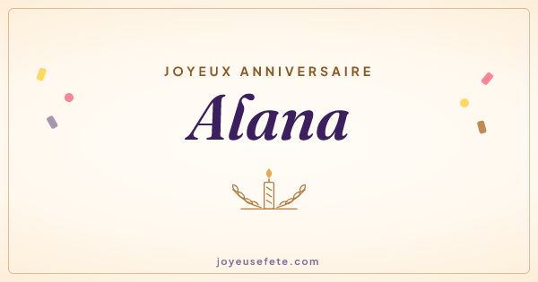 Image « Joyeux anniversaire Alana » au format large