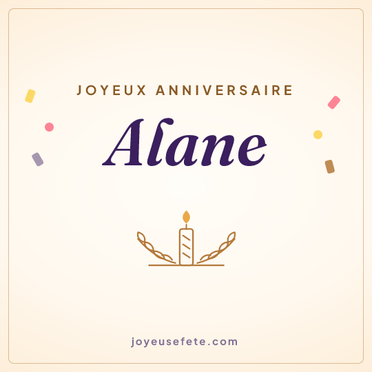Image carrée « Joyeux anniversaire Alane » pour WhatsApp