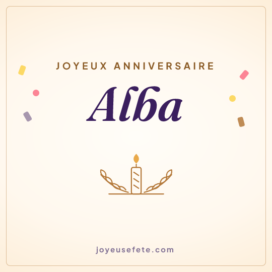 Image carrée « Joyeux anniversaire Alba » pour WhatsApp
