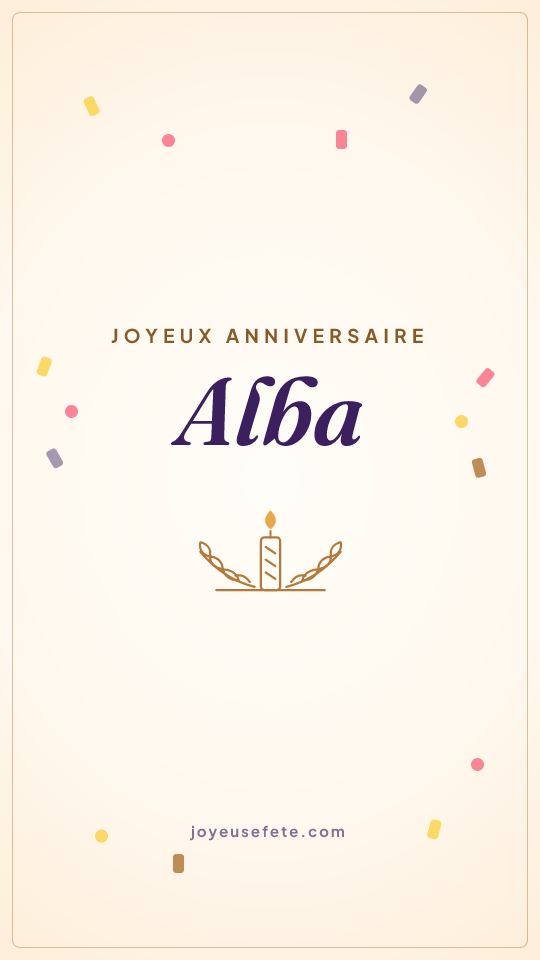 Image « Joyeux anniversaire Alba » au format story