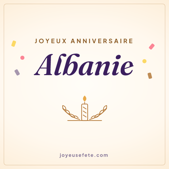 Image carrée « Joyeux anniversaire Albanie » pour WhatsApp