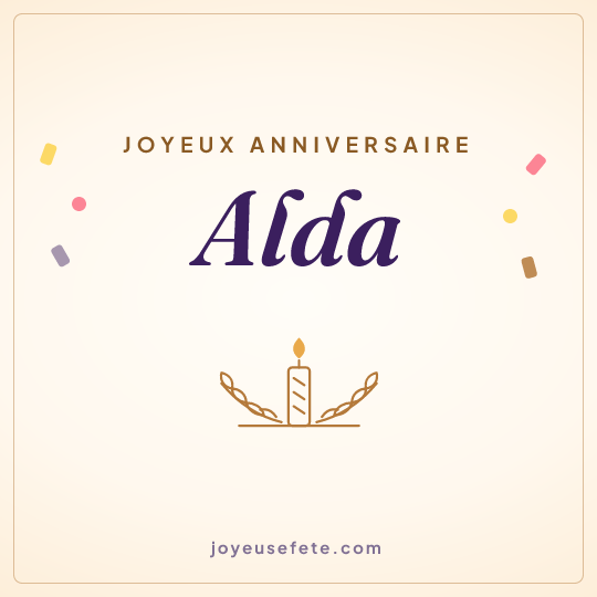 Image carrée « Joyeux anniversaire Alda » pour WhatsApp