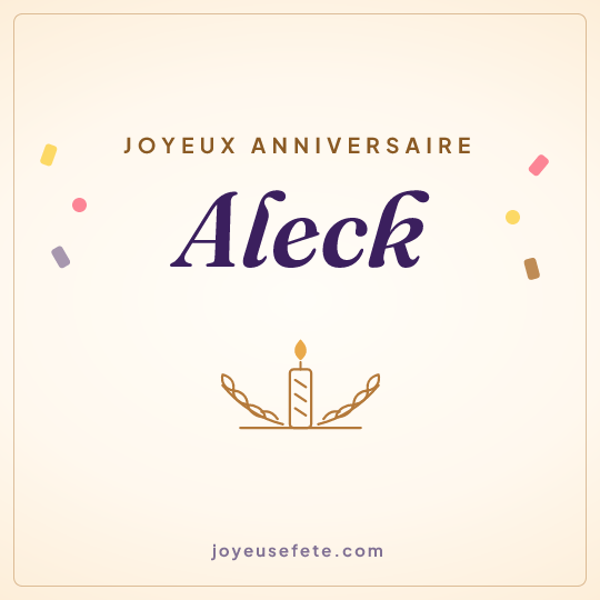 Image carrée « Joyeux anniversaire Aleck » pour WhatsApp