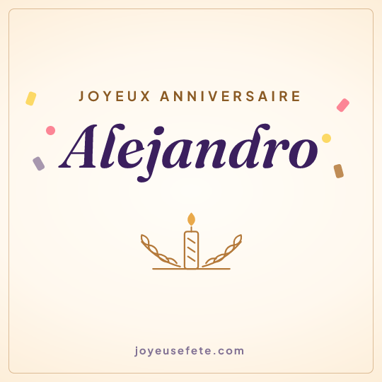 Image carrée « Joyeux anniversaire Alejandro » pour WhatsApp