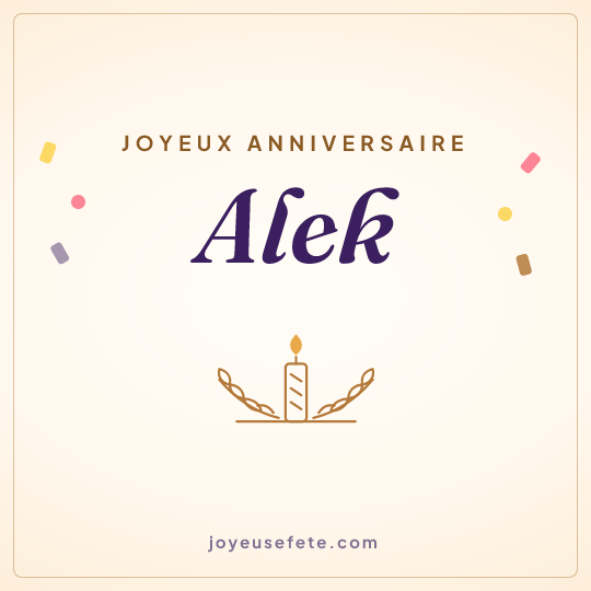 Image carrée « Joyeux anniversaire Alek » pour WhatsApp
