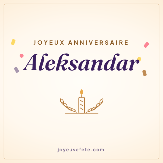 Image carrée « Joyeux anniversaire Aleksandar » pour WhatsApp
