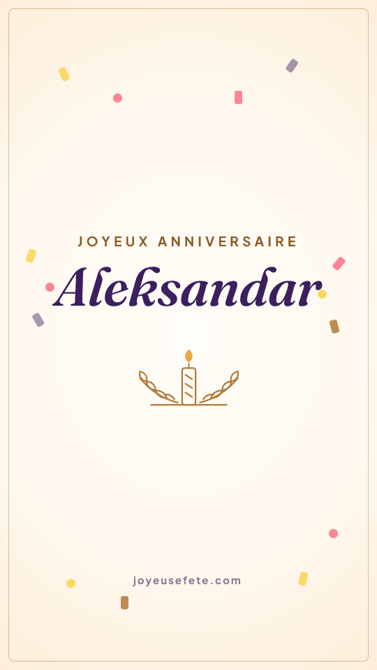 Image « Joyeux anniversaire Aleksandar » au format story