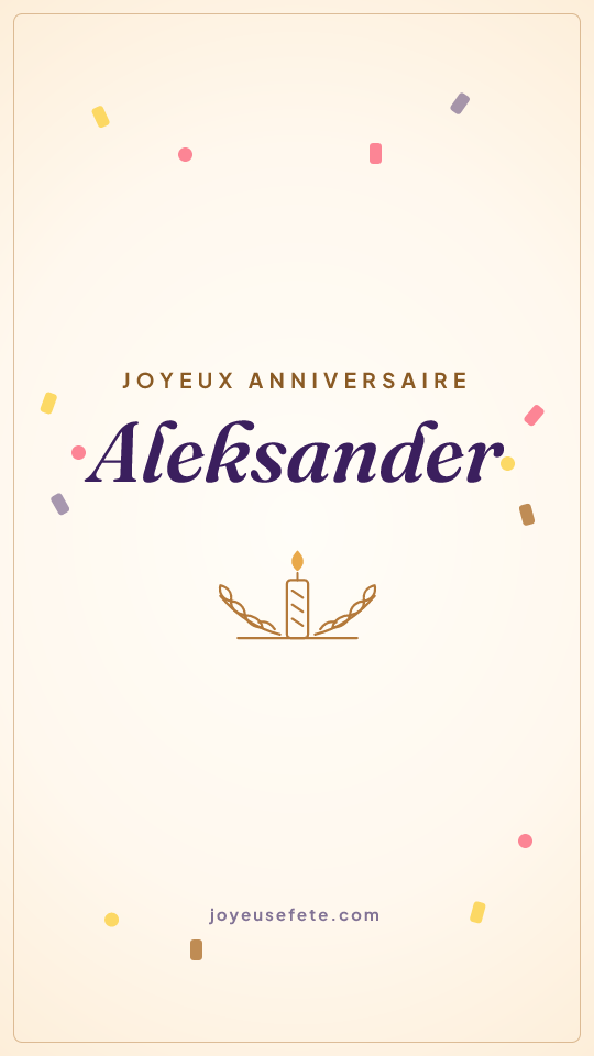Image « Joyeux anniversaire Aleksander » au format story