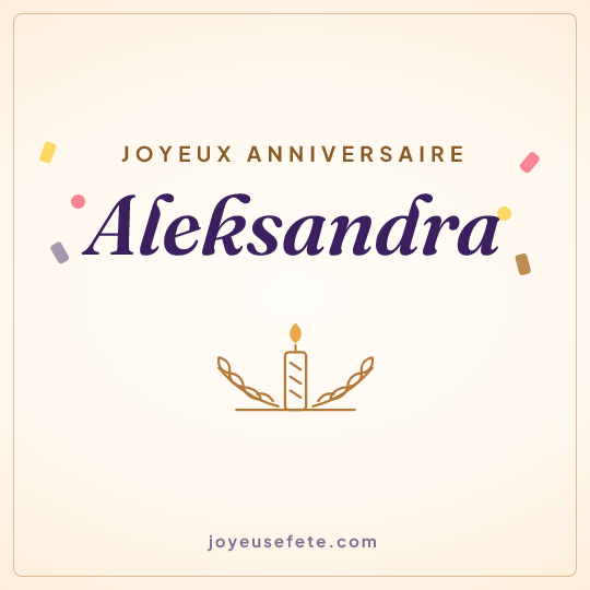 Image carrée « Joyeux anniversaire Aleksandra » pour WhatsApp