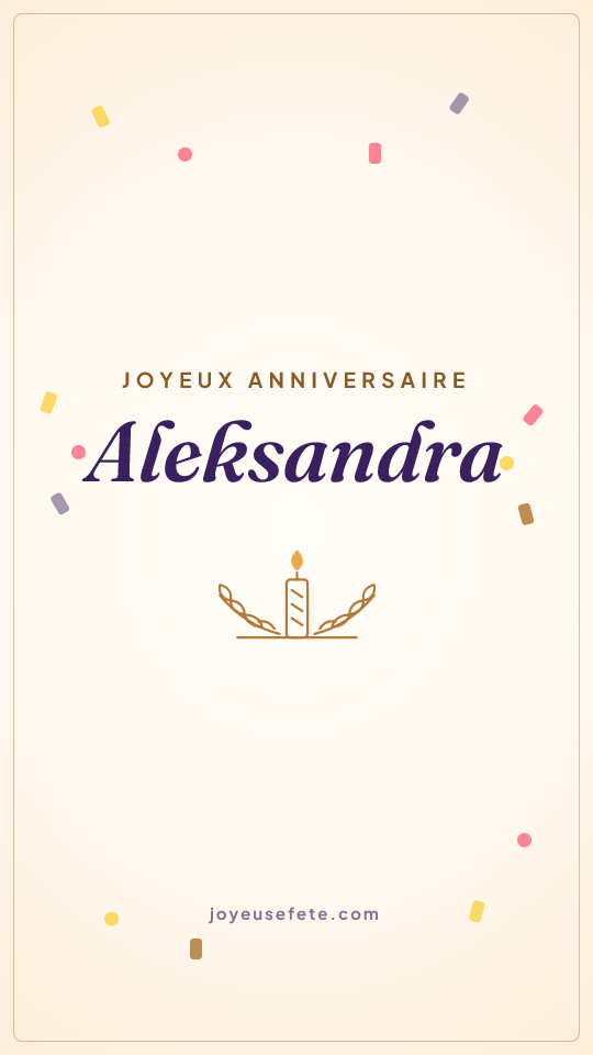 Image « Joyeux anniversaire Aleksandra » au format story