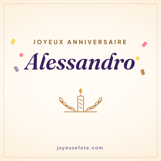 Image carrée « Joyeux anniversaire Alessandro » pour WhatsApp