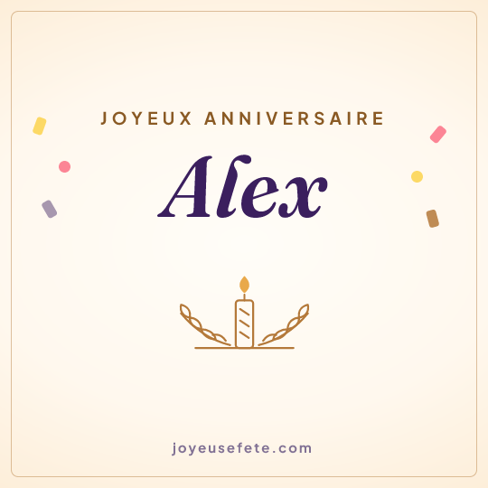 Image carrée « Joyeux anniversaire Alex » pour WhatsApp