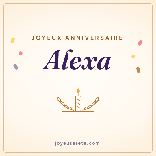 Image carrée « Joyeux anniversaire Alexa » pour WhatsApp